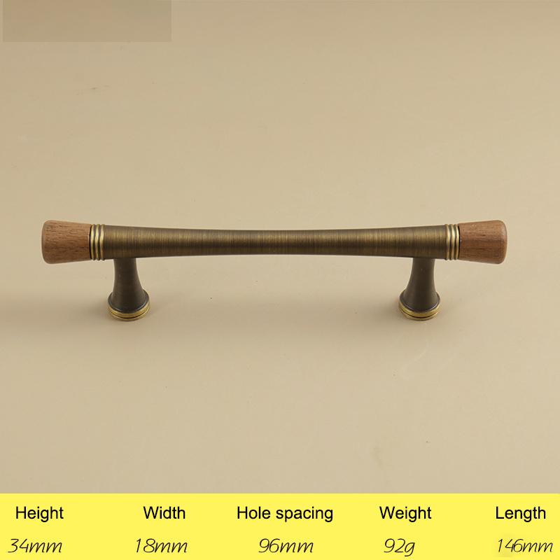 Vintage Look Nordic Cabinet Door Handle in Walnut and Brass for Clothing Storage