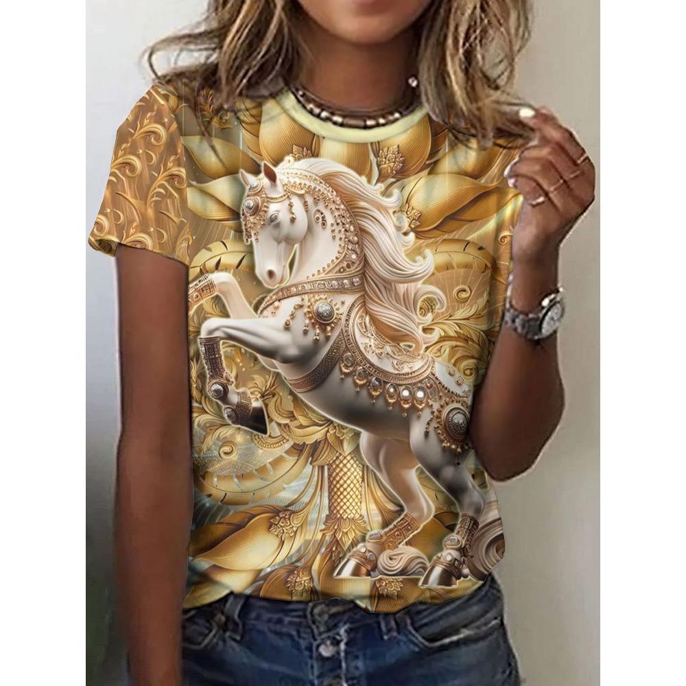 T-shirt women's round neck short sleeved T-shirt