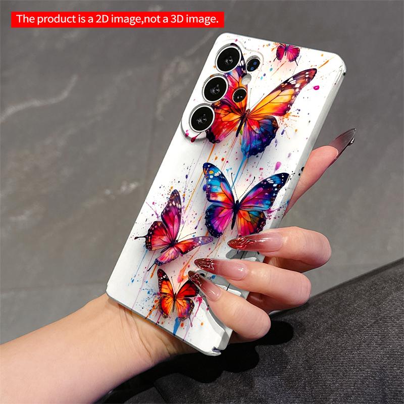 2DFlat Samsung Phone Case Vibrant Butterfly Splash Art Phone Case Applicable To Galaxy S22 S23 S24 S25ULTRA S26 A12 A13 A14 A15 A16