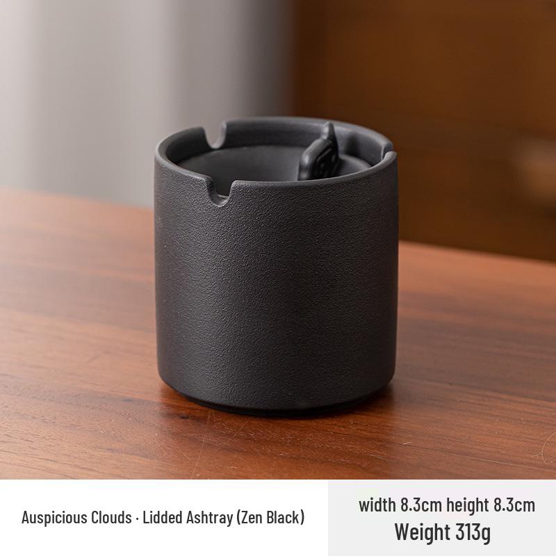 Large Ceramic Ashtray for Tea Room, Living Room, or Office - Chinese Style, Anti-Fly Design