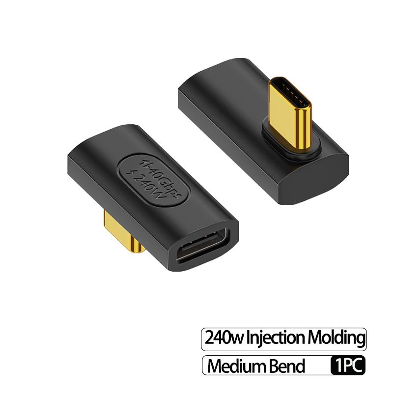 1PC USB 4.0PD 240W8K60Hz Charger Connector For Macbook 40Gbps High Speed USB C OTG U-Shape Straight Angle Male To Female Adapter