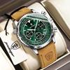 POEDAGAR Business Herren Armbanduhr Wasserdicht Leuchtend Datum Chronograph Sport Mann Uhr Leder Quarz Mode Herrenuhren Reloj