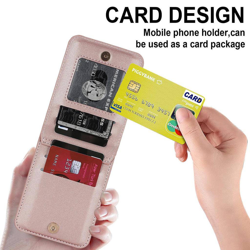 Samsung Z Flip7 Crossbody Leather Case with Zipper Card Slot