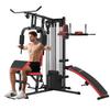 Multi Gym Station with 65 Kg Weights, Strength Training Equipment with Abdominal Bench, Black and Red