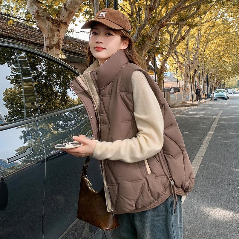 New Women's Cold Thin Jacket Cotton Clothing Fashion Versatile Thickened Warm High-quality Fabric Lightweight Vest Coat