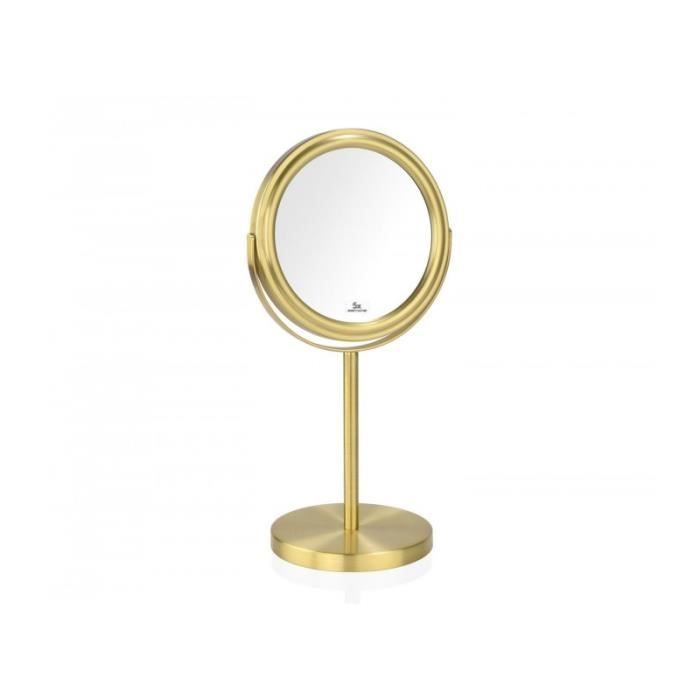 Miroir - WADIGA - Double Face - Métal Doré - Grossissant X5 - 25cm De Diamètre