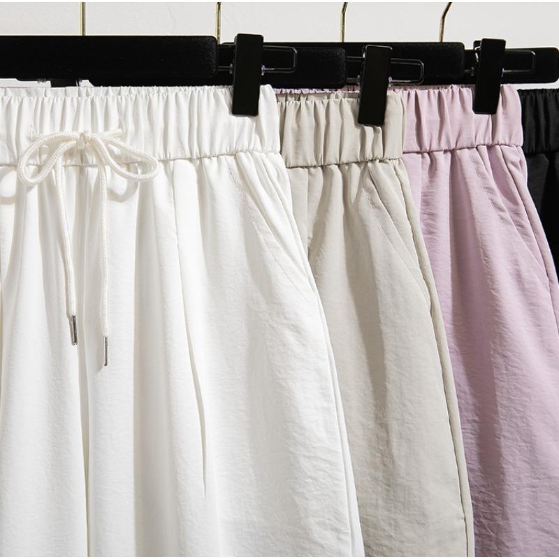 Dimanaf Summer 2025 Plus Size Women High Waist Wide Leg Pants Loose Basic Elastic Harem Pants Casual Long Trousers