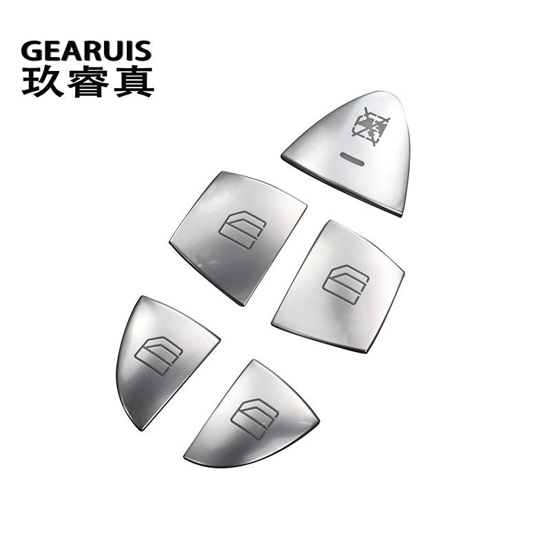 Car Armrest Door Window Glass Lift Button Cover Sticker Trim For Mercedes Benz W219 CLS Class 2003-2009 Interior