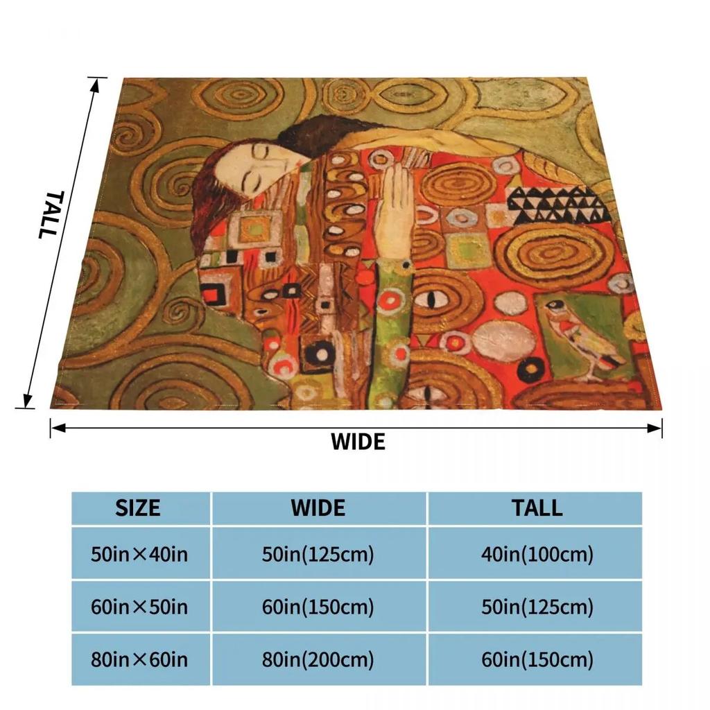 Tree Of Life Stoclet Frieze Gustav Klimt Blankets Fleece Novelty Warm Throw Blanket for Bedspread Autumn/Winter