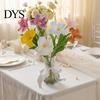 Maintenance-Free Artificial Flowers Opening Tulip with Stem, Realistic Fake Flower, Faux Bendable Stem Floral Arrangement Bloom for Wedding Party Home