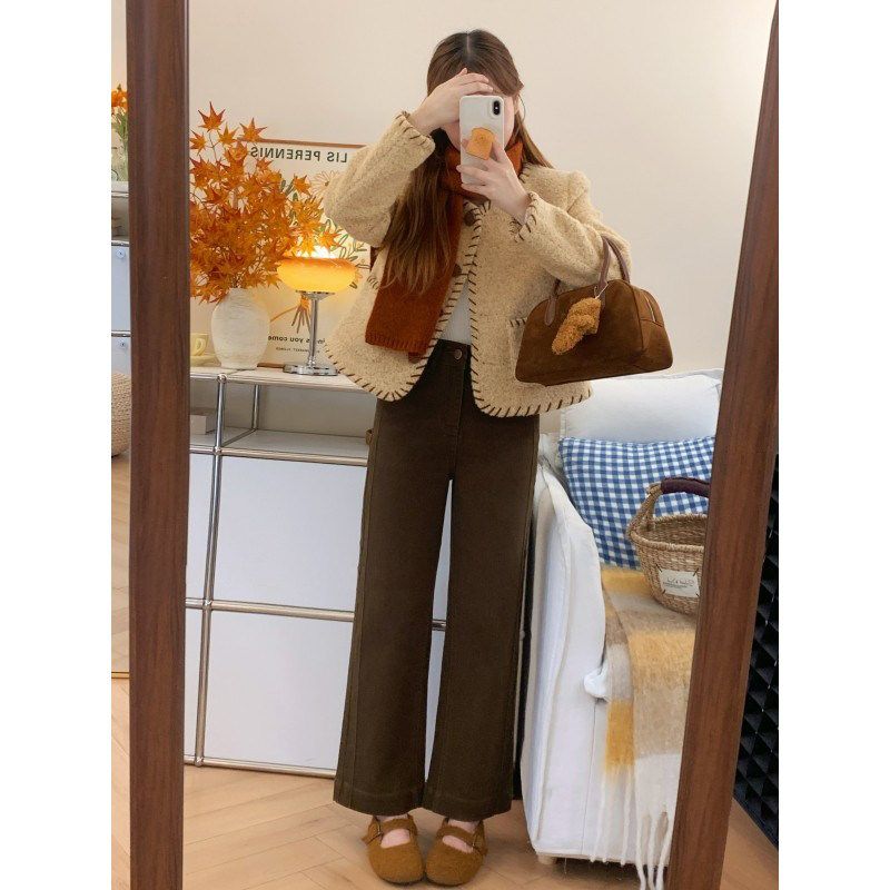 Blue Straight-Leg Jeans for Women, Summer New Style, Plus Size, High-Waisted, Stretchy, Slimming, Cropped Wide-Leg Pants for Pear-Shaped Body
