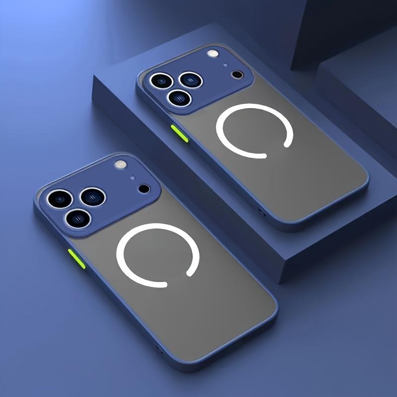 Translucent Magnetic Armor Phone Case For iPhone 17 16 15 14 13 12 Pro Max Plus Air For Magsafe Magnetic Wireless Charging Cover