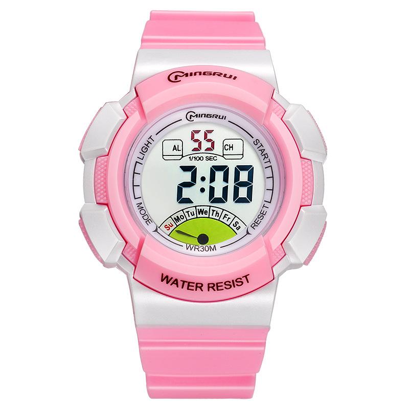 high quality Children's Boys' Sports Electric watch 30M Waterproof LED Alarm Clock Student Kids Girls' Pink Fashion Cute Watches