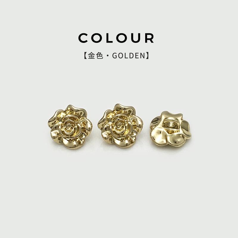 

10pcs Luxury 3D Rose Metal Buttons for Dress/Handbag/Shirts/cardigans DIY, 11/14mm Small Buttons Gold Silver Sewing Accessories 11mm золотий