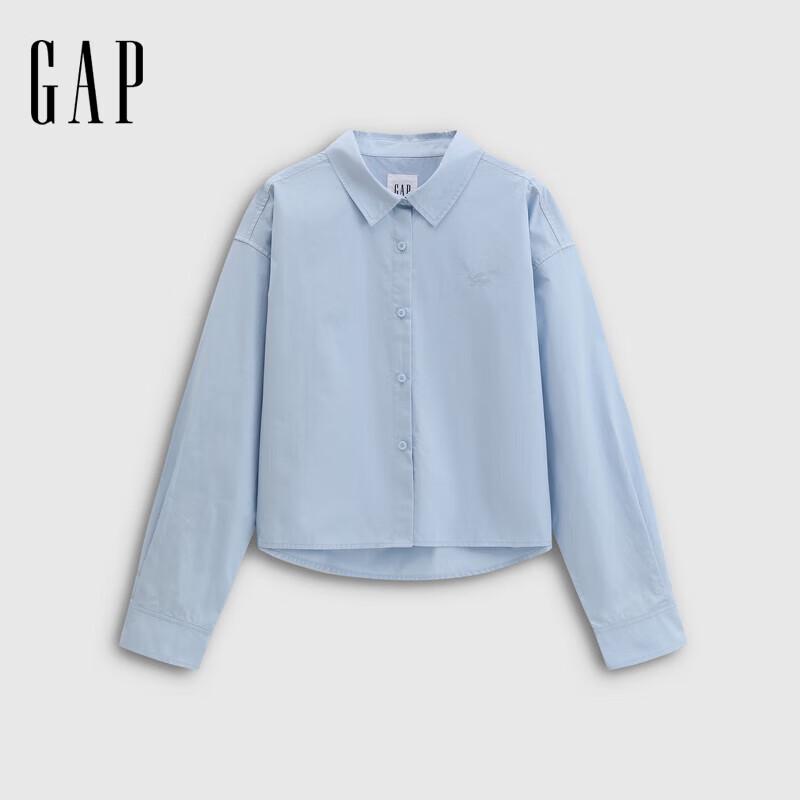 Gap Women s 2025 Autumn Logo Embroidered Loose Short Lapel Long Sleeve Shirt L