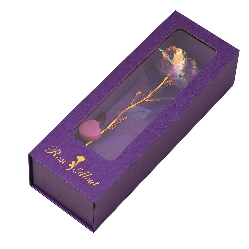 Kolorowe Galaxy Rose Prezenty na Dzień Matki Złote róże foliowe ze światłami LED Złote róże Prezenty