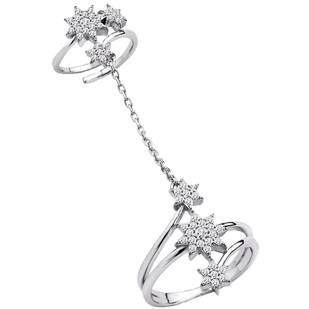 Plural Silver Ring 'Stars' White (rhodium)