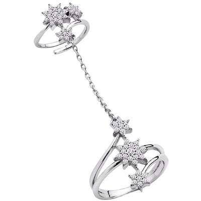 Plural Silver Ring 'Stars' White (rhodium)