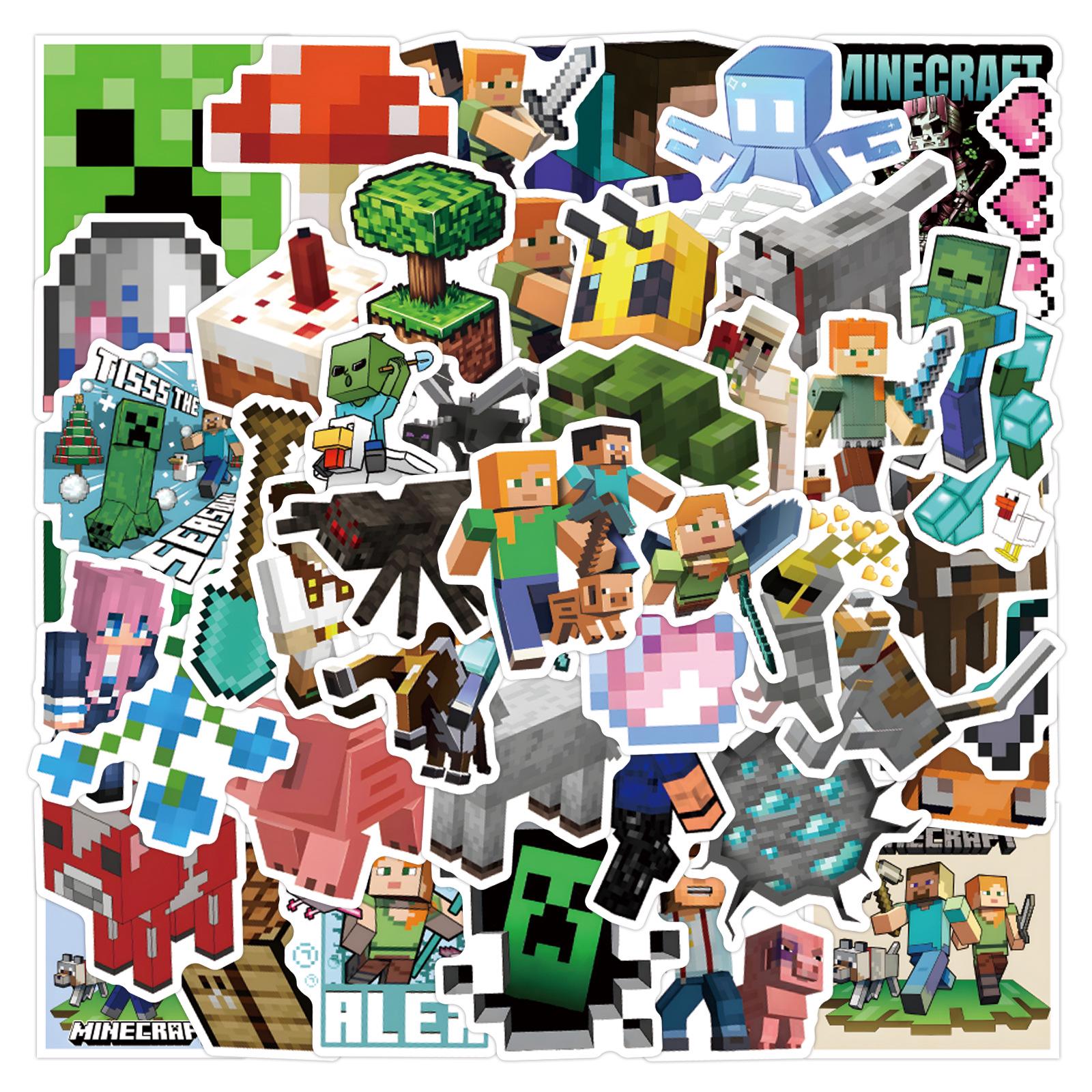 55 новых водостойких стикеров с граффити Minecraft для чехлов телефонов, гитар, планшетов и ноутбуков