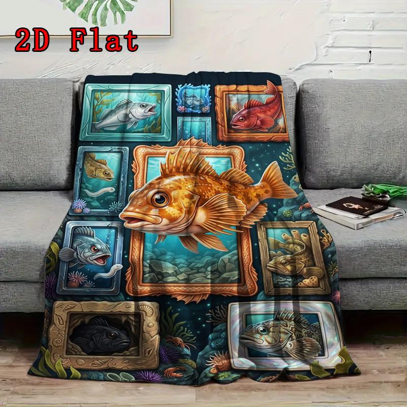 Ocean Fish Gallery 2D Flat Pattern Flannel Blanket, High Quality All Seasons, Home Decor, Warmth and Comfort, Perfect for Christmas Gifts.