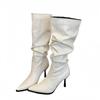 Autumn and winter French pointed-toed temperament high-heeled boots but knee-pleated thin boots thin-heeled high-heeled knight boots