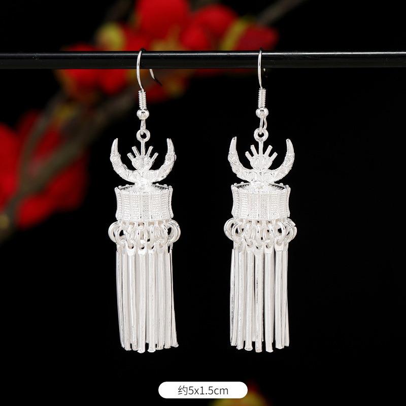 Miao Yin earrings retro exotic niche design long fringed earrings medium earrings women