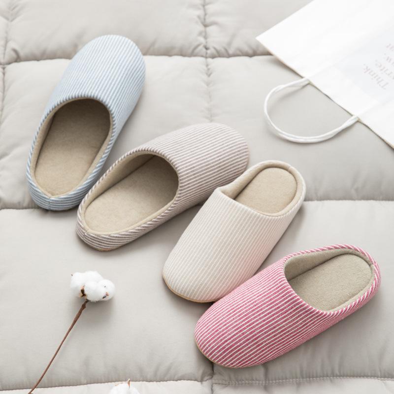 U-Tone Japanische Geräuschlose Baumwollpantoffeln mit Weicher Sohle für Damen und Herren