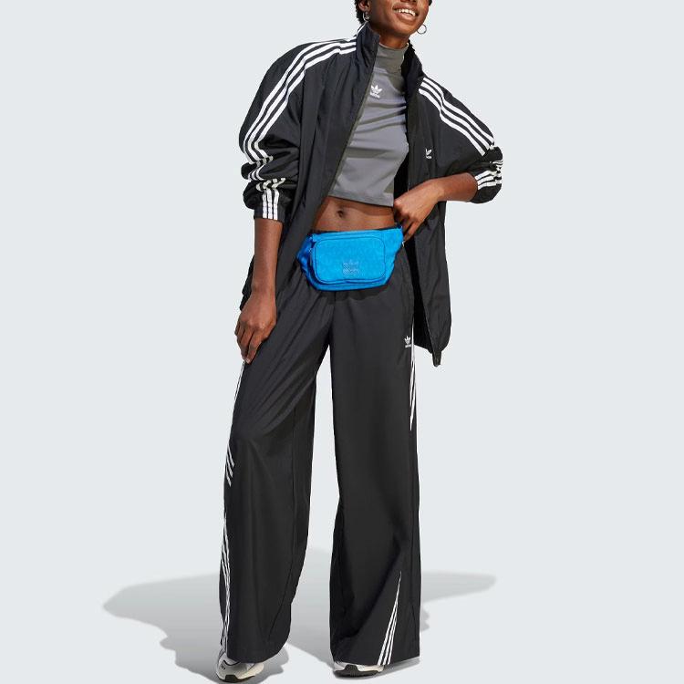 Adidas Originals Adilenium Oversized Track bunda se třemi pruhy Colorblock Dámské topy Černá IV9339