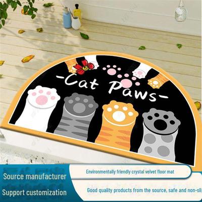 Non-Slip Cartoon Crystal Velvet Entrance Mat for Indoor/Outdoor Use