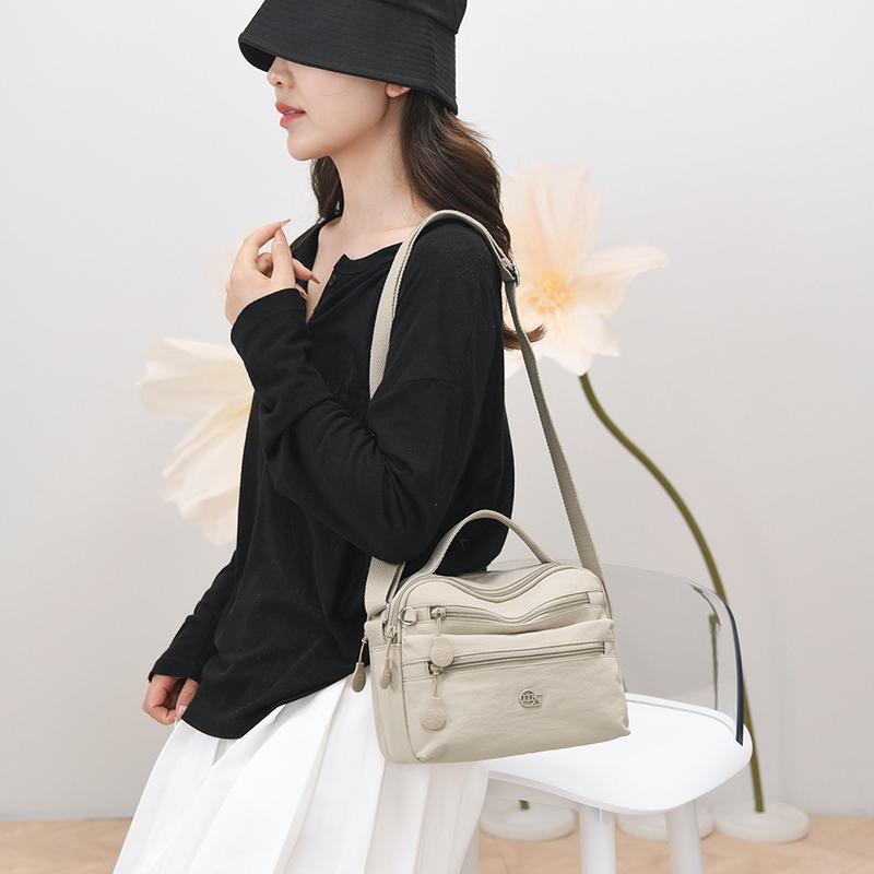 Solid Color Nylon Shoulder Crossbody Bags For Women Mother Handbag Waterproof Shopping Small Tote Bags For Outdoor Travel Daily
