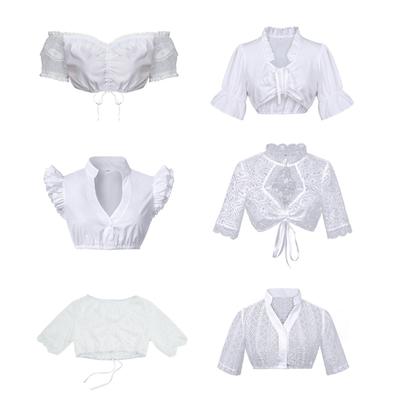Women's Bavarian Oktoberfest Costume Ladies Traditional Dirndl Blouse Beer Garden Crop Top for Bavarian Oktoberfest