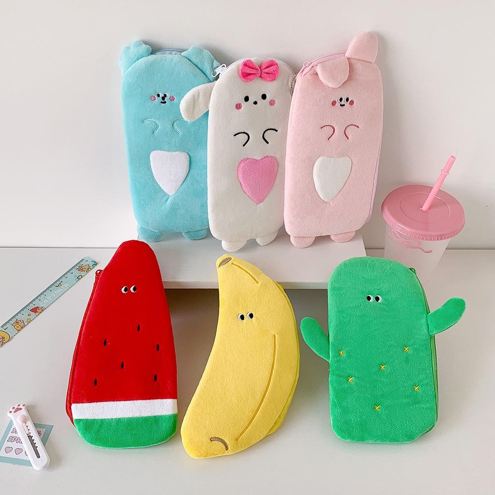 Watermelon Banana Cartoon Storage Bag Plush Korean Style Pencil Case  Children