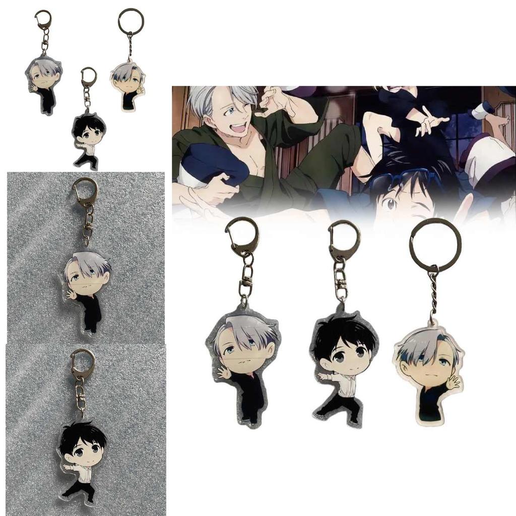 Yur On Ice Katsuki Yuri Victor Nikiforov Acrylic Keychain Printed Cartoon Character Keyring For Collectors