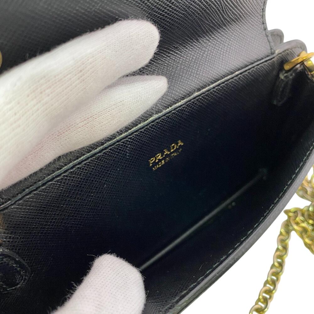 PRADA 1ZH048 Chain wallet leather Purse black leather Used