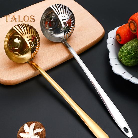 Nerezová skimmerová lžíce na smažení Vaření 2 v 1 štěrbinová lžíce s dlouhou rukojetí Cedník sítko Naběračka na těstoviny Hotpot nudle