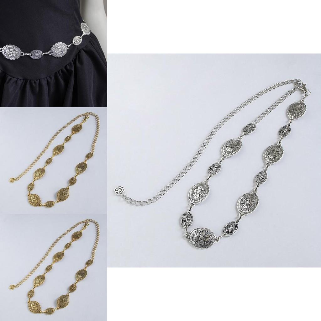 Bohemian Waist Chain Vintage Embossed Metal Pendant For Women Summer Fashion Accessory