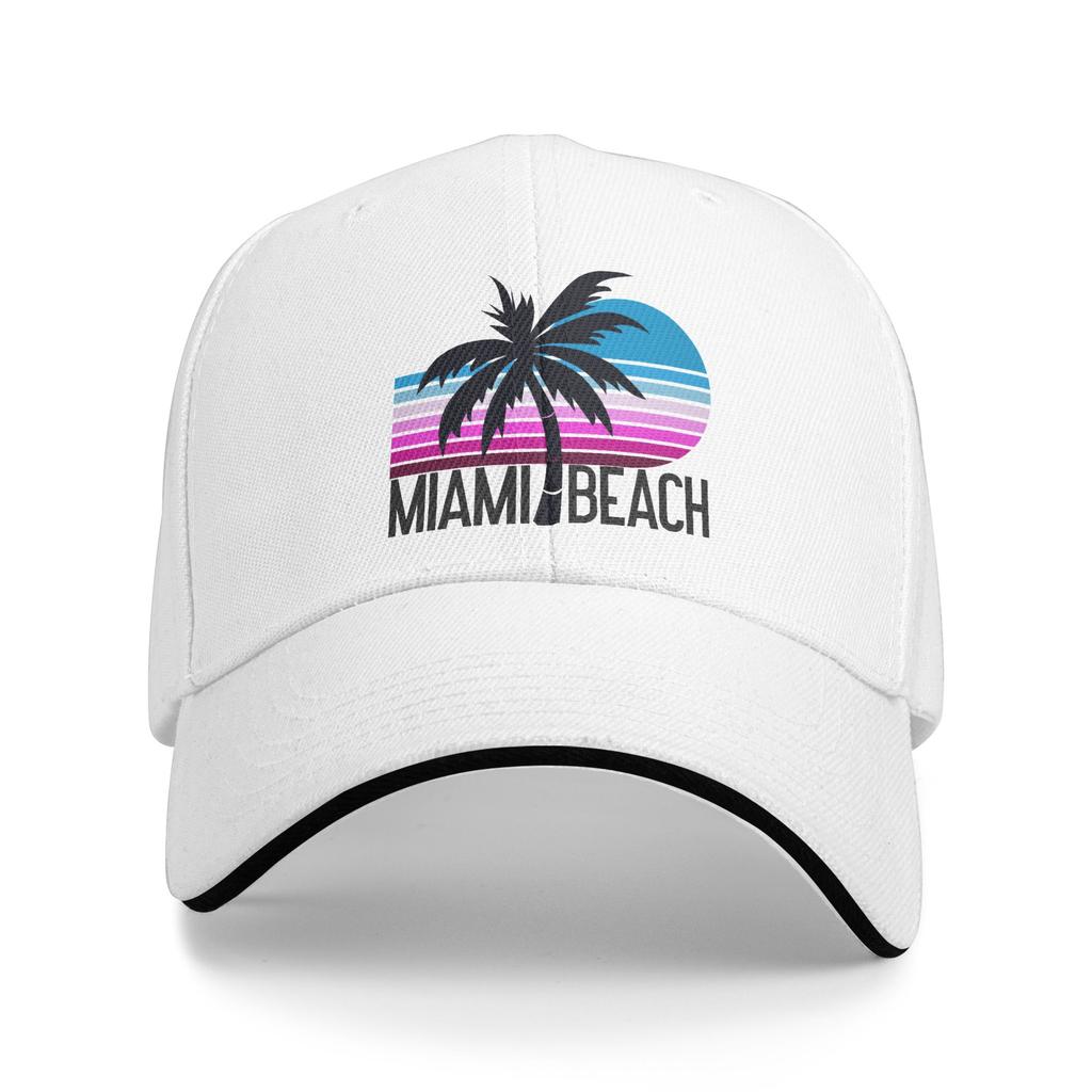 Spring Casual Baseball Cap Miami Beach Palm Running Hippie Trucker Hat For Women Men Adjustable  Classic Baseball Caps