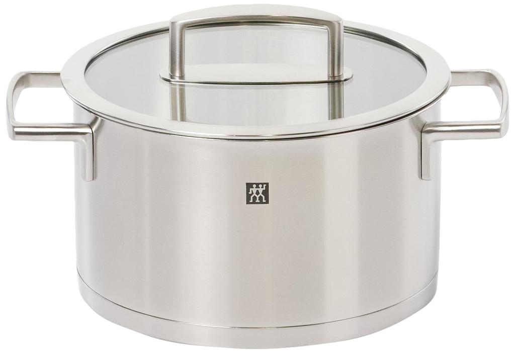 ZWILLING Stockpot 20cm Stainless Steel Deep Stockpot with Bottom Induction Cooktop Dishwasher Safe Japanese "Vitality 3.5L" Double-Handled 3-Layer