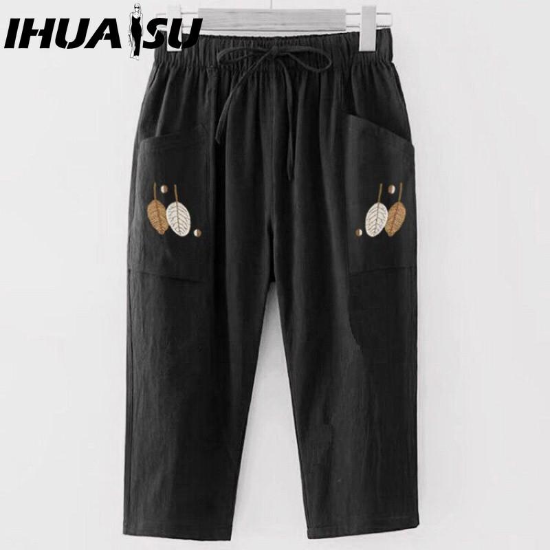 

IHUASU Women s Fashion Casual Solid Color Print Pants & Capris XXXXL чёрный