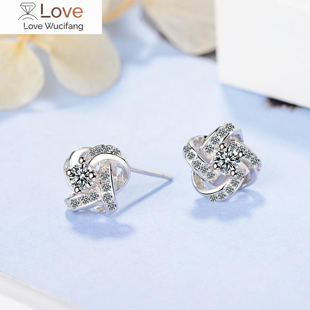 Cercei tip trifoi cu flori din argint 925 de nuntă Cercei eleganti din piatră de zirconiu cubic pentru femei Bijuterii fine