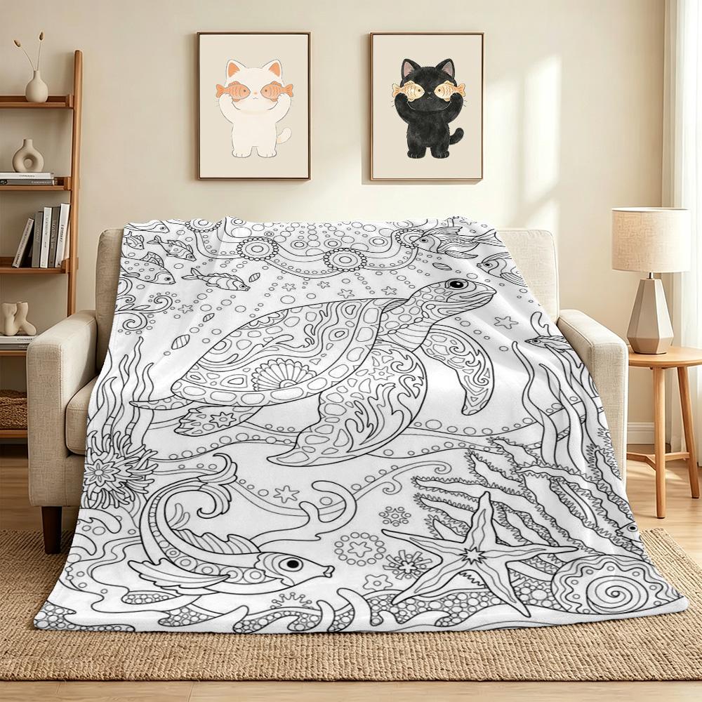Ocean Life Flannel Blanket Throw Blanket Soft Warm Sofa Bed Camping home Decor Unique Christmas Gift C9261414