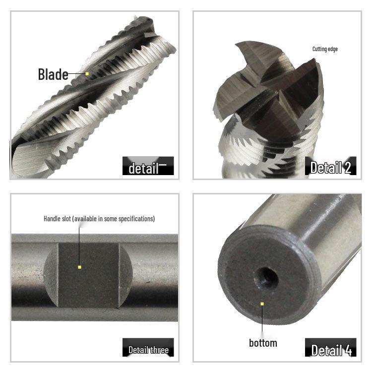 He Ye Fully Ground Carbide Straight Shank 4-Flute Corn End Mill, 6mm-25mm
