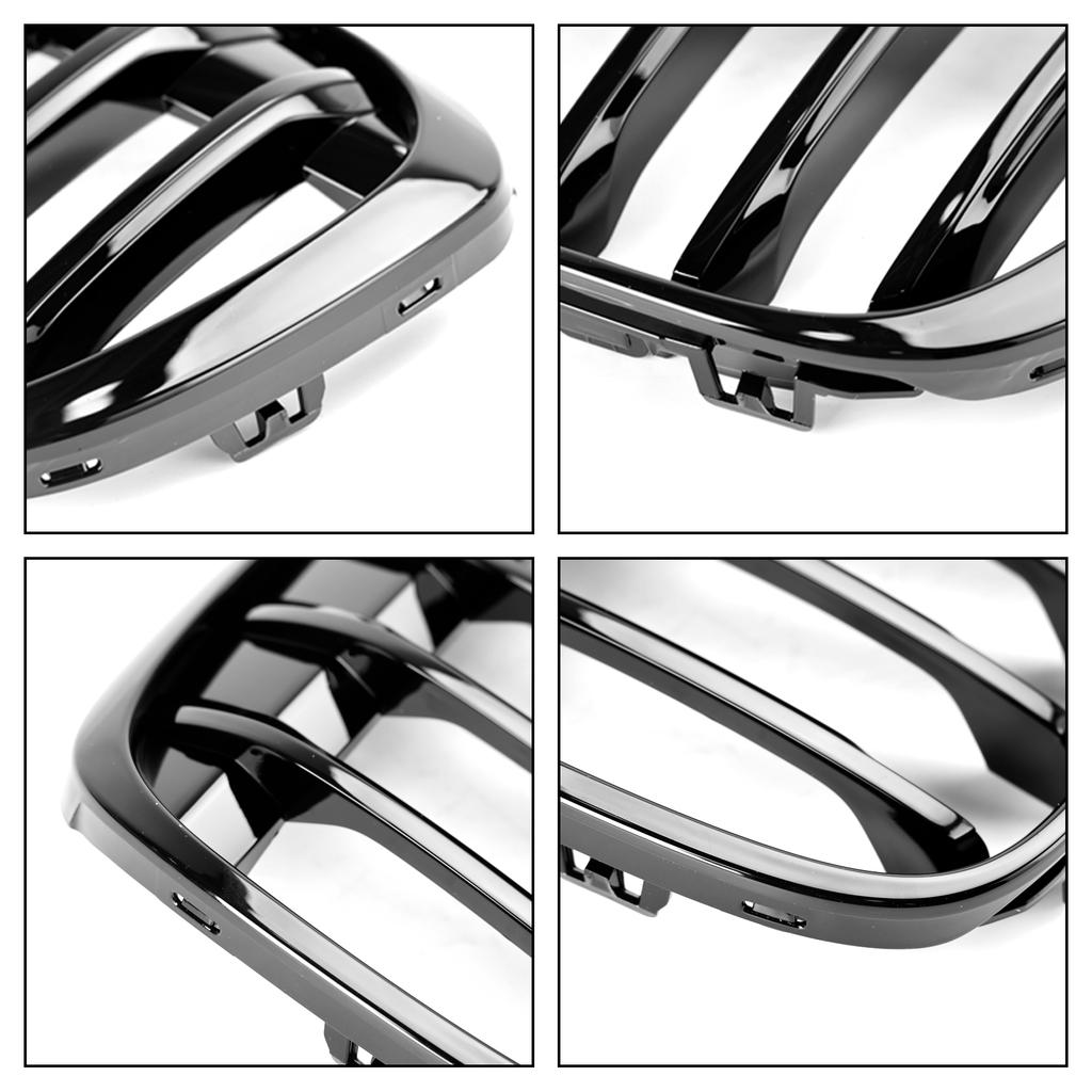 2PCS Gloss Black Front Kidney Grille Grill Fit BMW X1 F48 F49 2016-2018