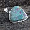 Heart Ruby in Zoisite  925 Sterling Silver Gemstone Cabochon Pendant