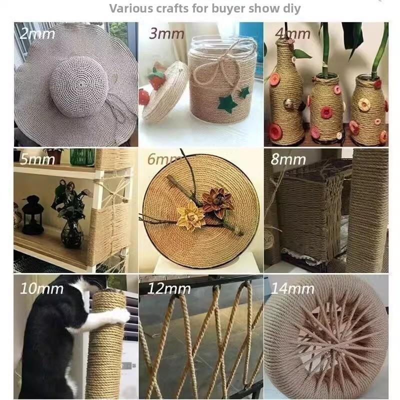 Handmade Retro Eco-Friendly Hemp Rope Thick and Thin Braided Cat Scratching Decorative DIY Bundled Toy Home Decor