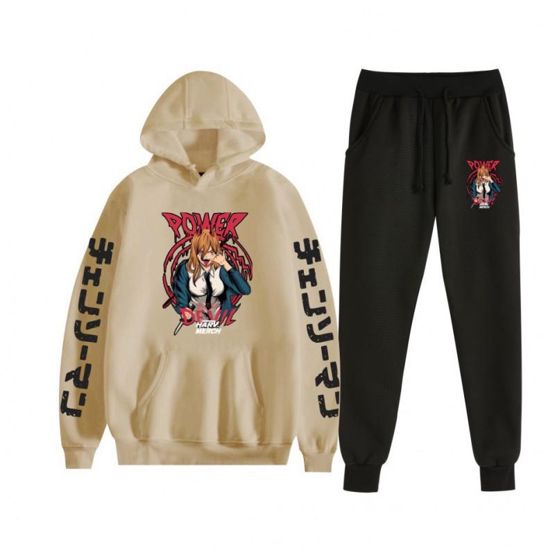 Chainsaw Man Couples Hoodie Sweatpants Set Long Sleeve Casual Outfit Men Women