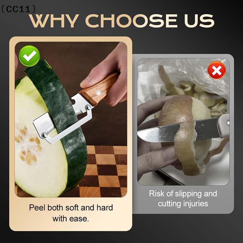 Wooden Multi Functional Vegetable Peeler Kitchen Veggie Fruit Carrot Orange & Potato Peeler With Ergonomic Handle Julienne