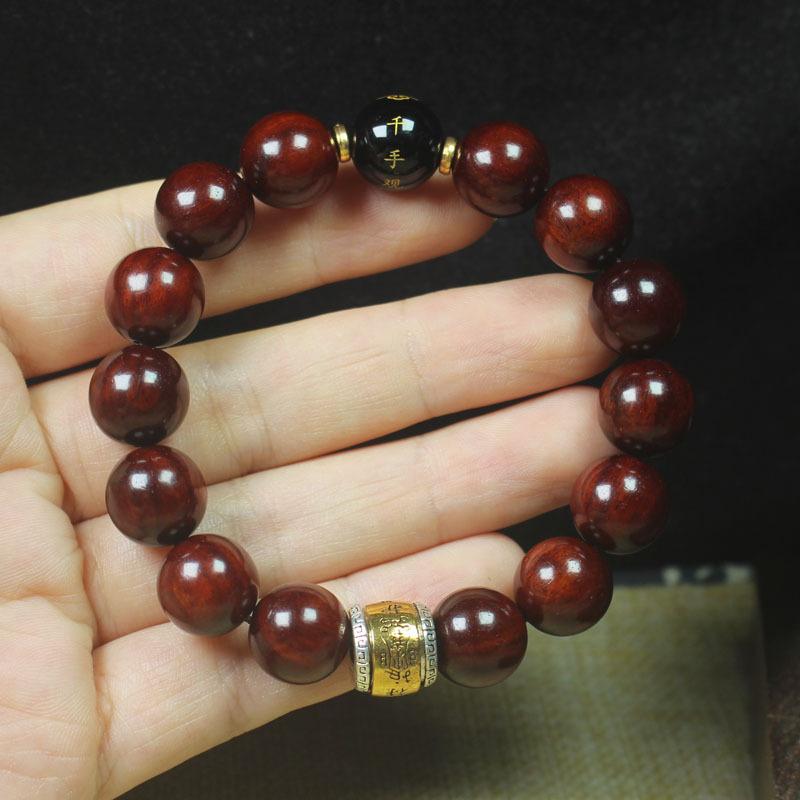 12mm Single Loop Zambia Blood Sandalwood Beaded Bracelet Ethnic Style Unisex Simple Wooden Hand Jewelry Gift Ornament