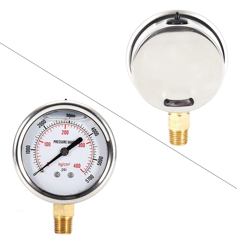 Gorgeri Hydraulic Fluid Filled Fuel Pressure Gauge 0-5000 PSI US Thread