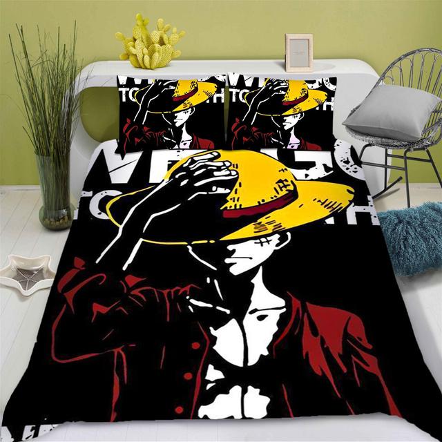 One-Piece Anime Duvet Cover Set Printed Nika Luffy Gear Cartoon Twin Size Bedding 3-pieces Set Home Decor Gifts